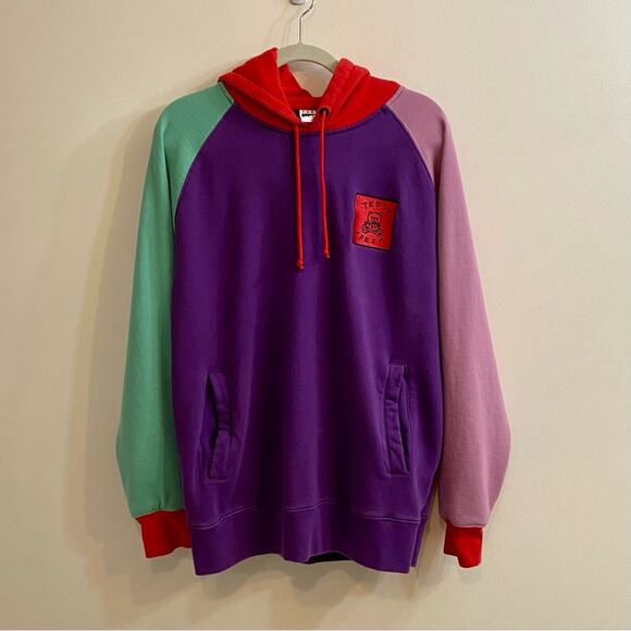 TEDDY FRESH Sweatshirt Mens Large Hoodie Color Block Hooded Pockets Multicolor - Picture 15 of 16